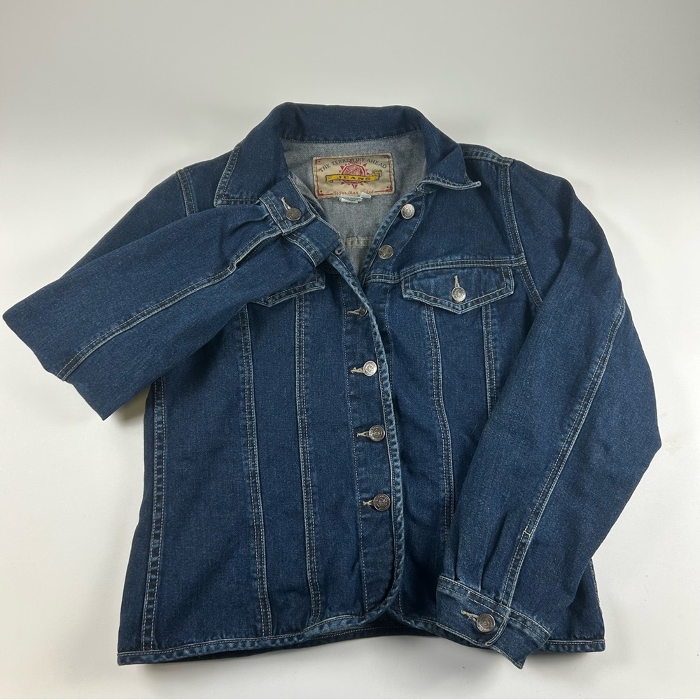 The Territory Ahead WMNS M Button Front Blue Denim Jacket VTG Trucker Style - Picture 4 of 7